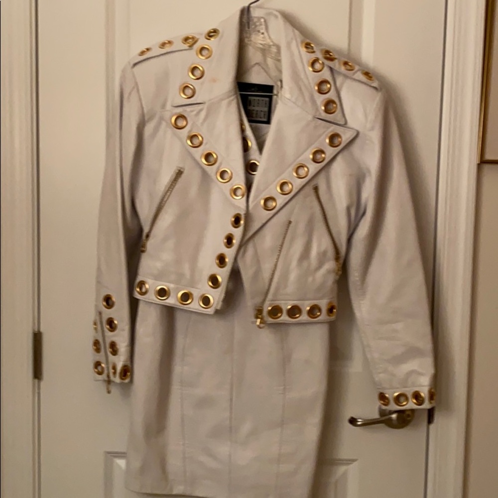 White leather dress suit